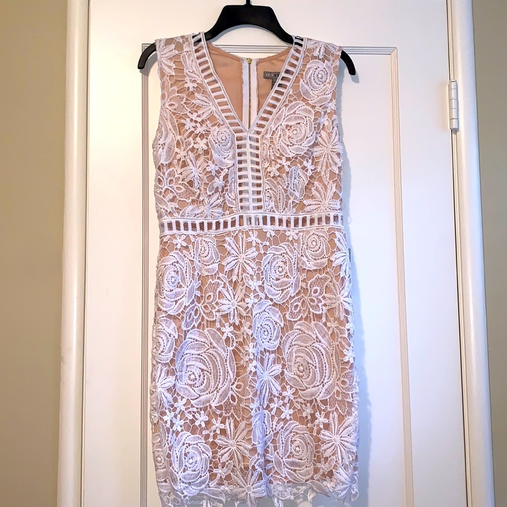 NWT! White lace dress with nude underlay